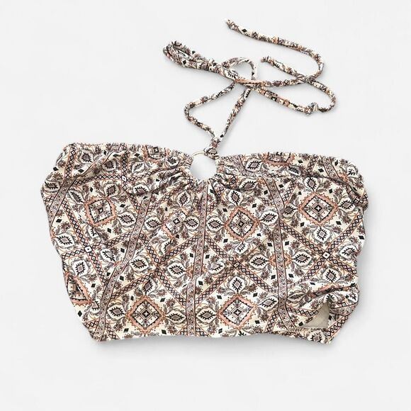 Windsor Boho Diamond Print Flared Leggings & Keyhole Halter Crop Set Indie Fall - Picture 4 of 7